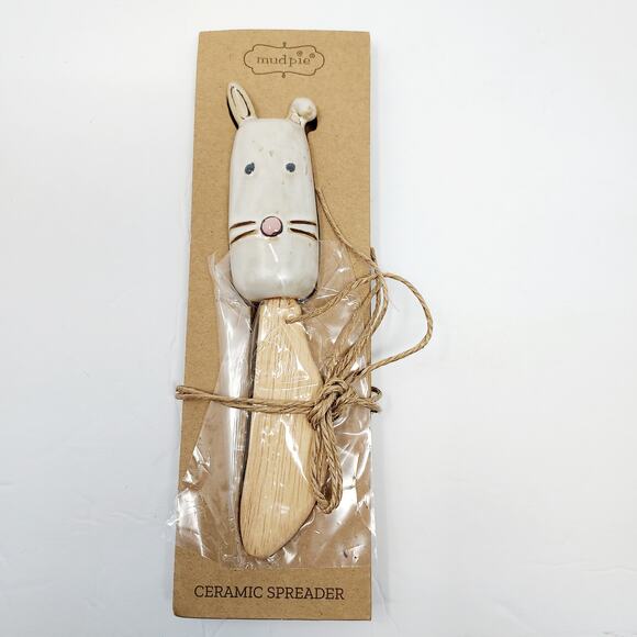 NEW Mudpie Ceramic Bunny Face Spreader - Picture 1 of 4